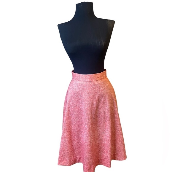 Vintage 70’s Pinkish Red Mid Length A-Line Skirt - Picture 10 of 13